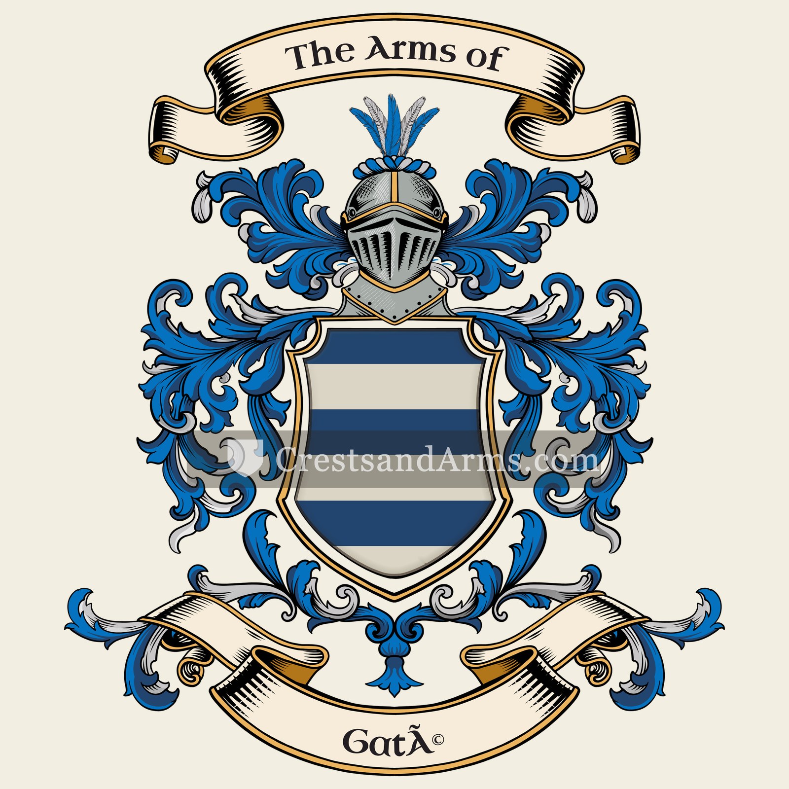 The Gaté coat of arms, drawn from the recorded blazon