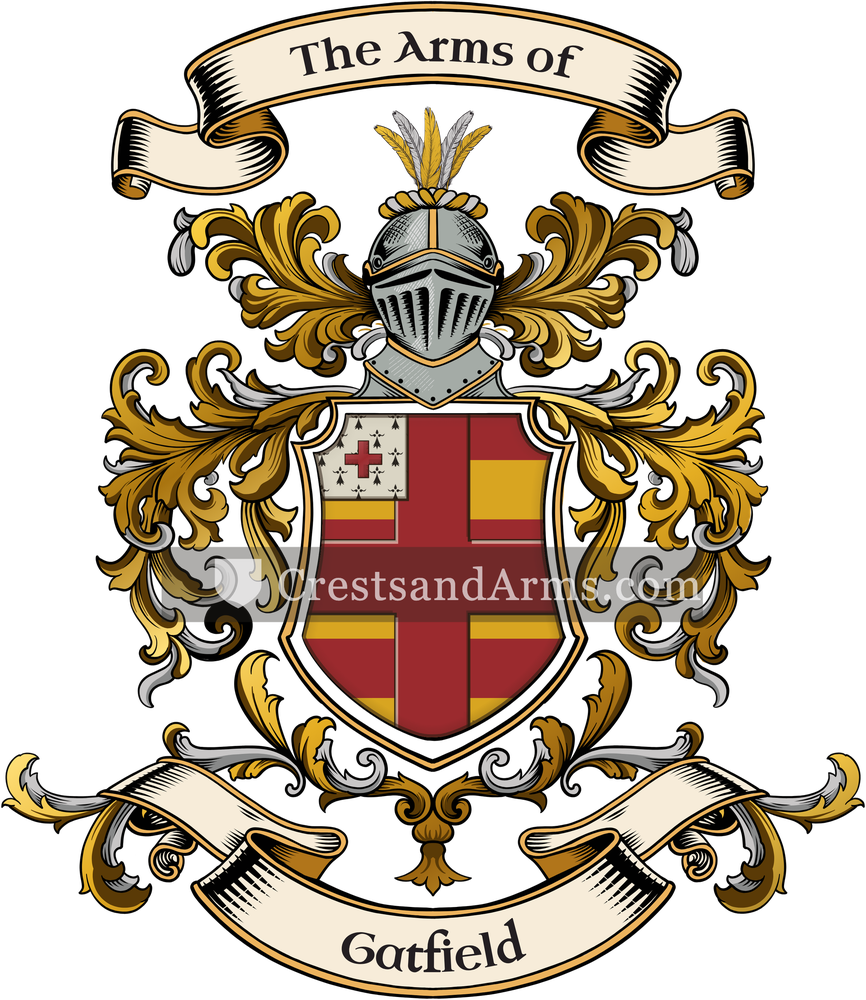 The Gatfield coat of arms, drawn from the recorded blazon