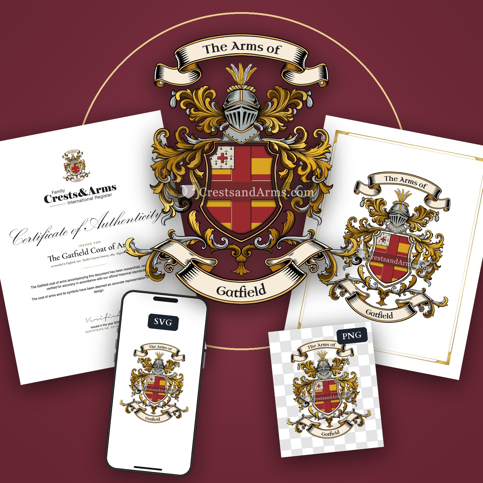 The Gatfield arms on the coat of arms — digital pack