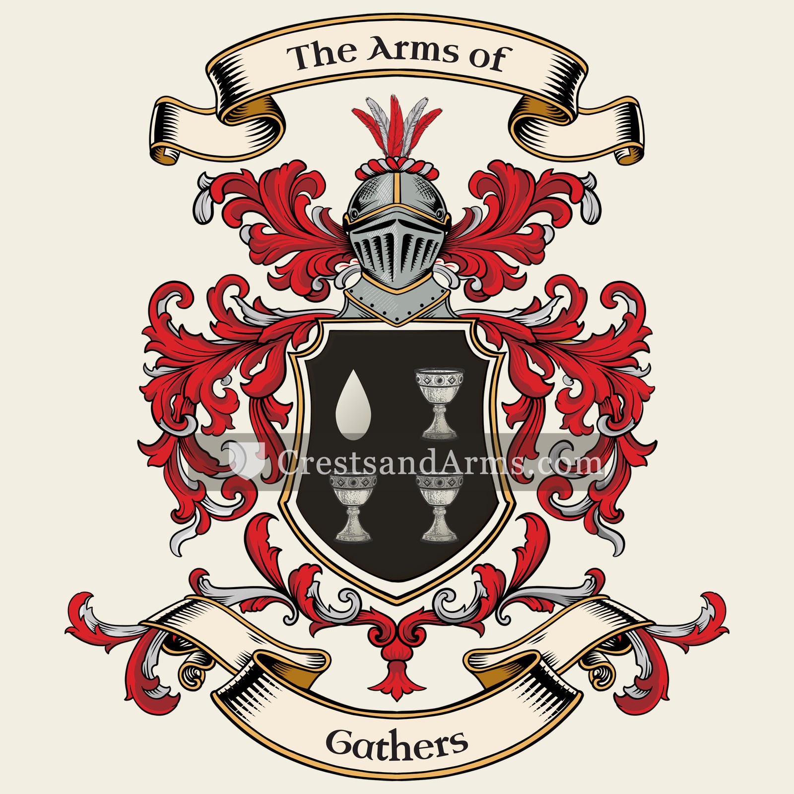 The Gathers coat of arms, drawn from the recorded blazon