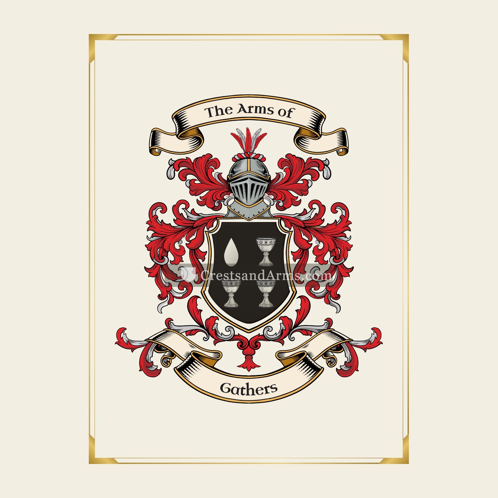 With gold border