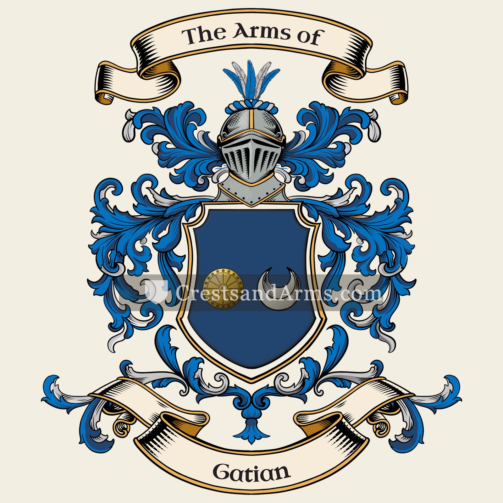 The Gatian coat of arms, drawn from the recorded blazon