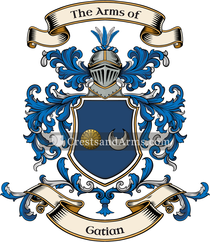 The Gatian coat of arms, drawn from the recorded blazon