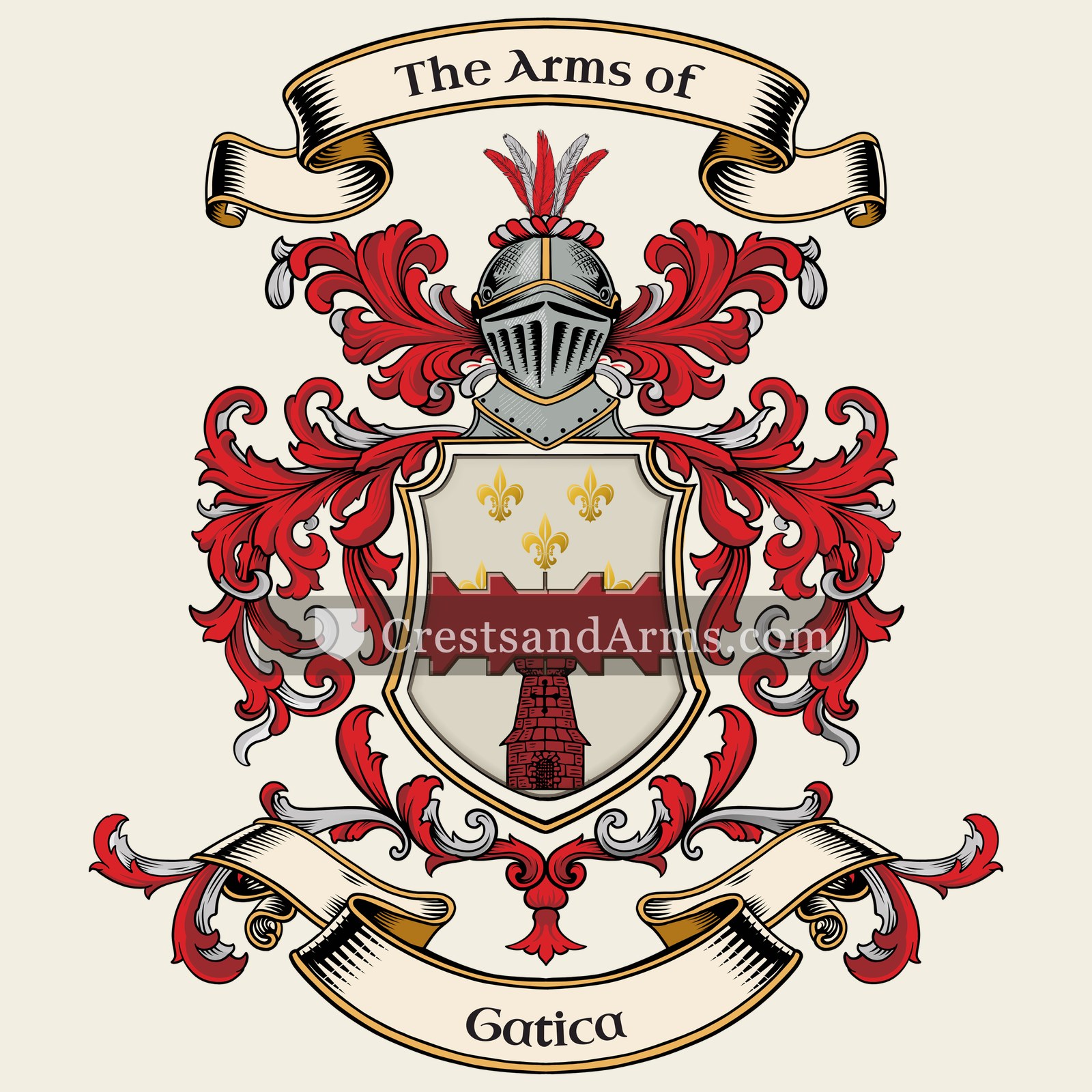 The Gatica coat of arms, drawn from the recorded blazon