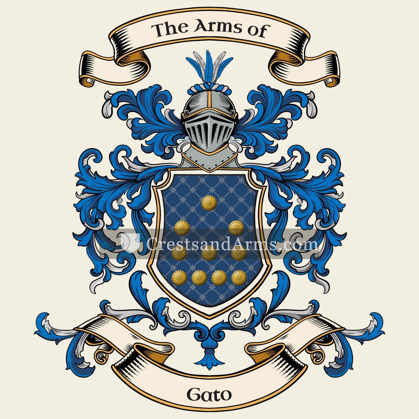 The Gato coat of arms, drawn from the recorded blazon