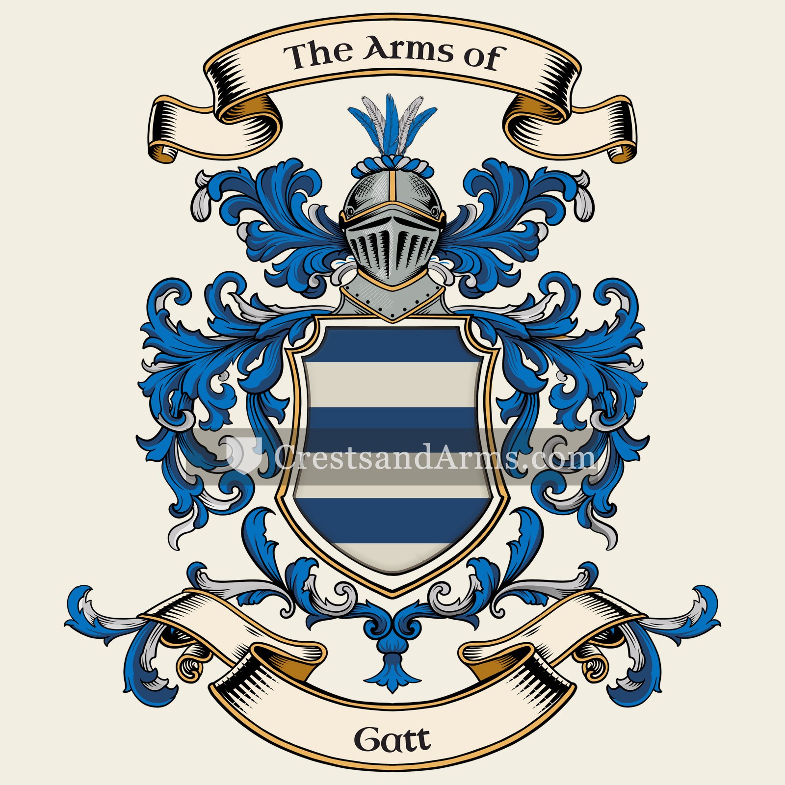 The Gatt coat of arms, drawn from the recorded blazon
