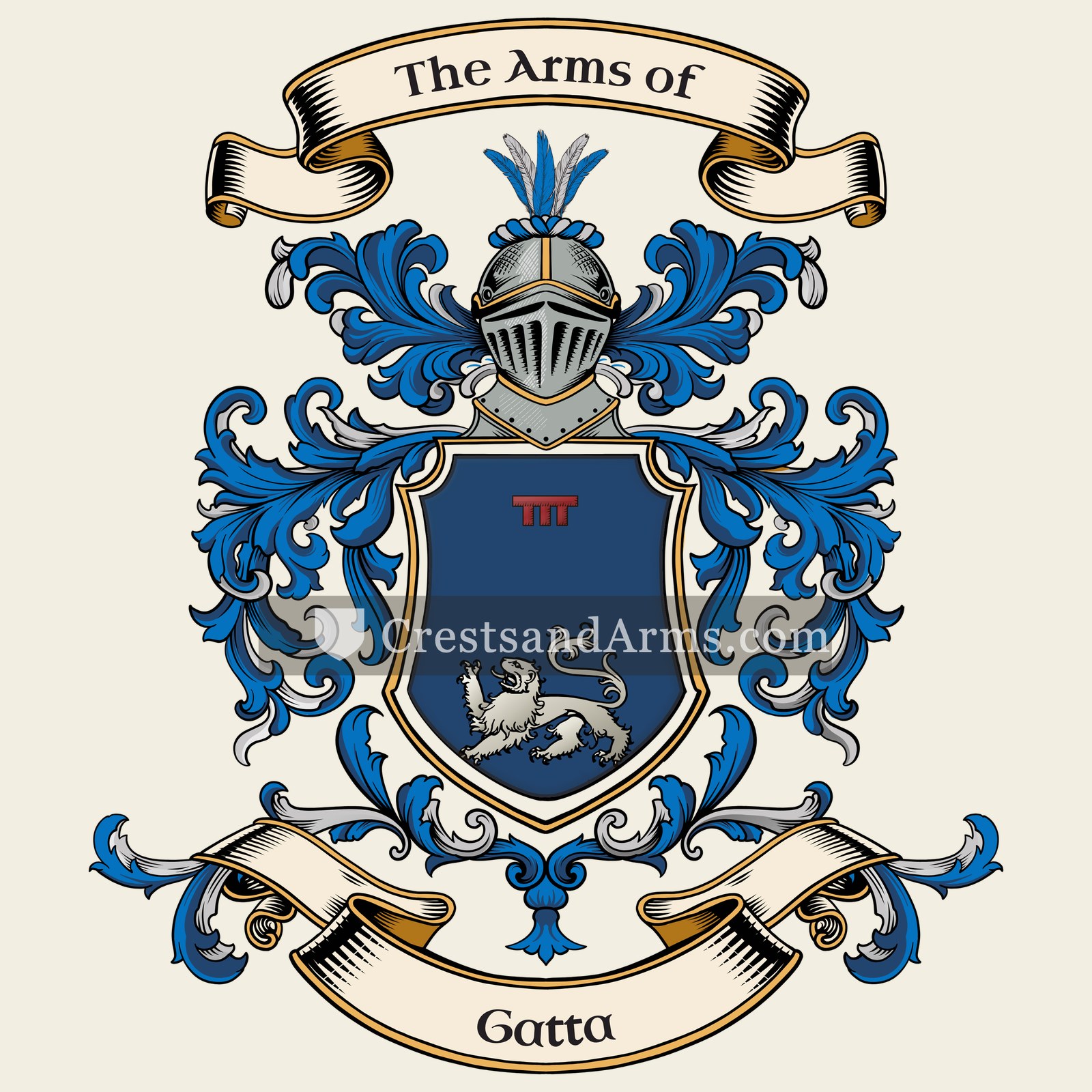 The Gatta coat of arms, drawn from the recorded blazon