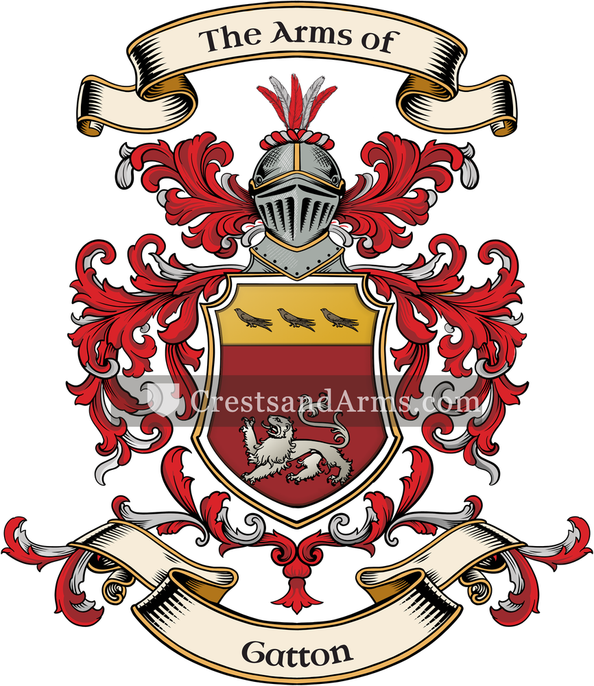 The Gatton coat of arms, drawn from the recorded blazon