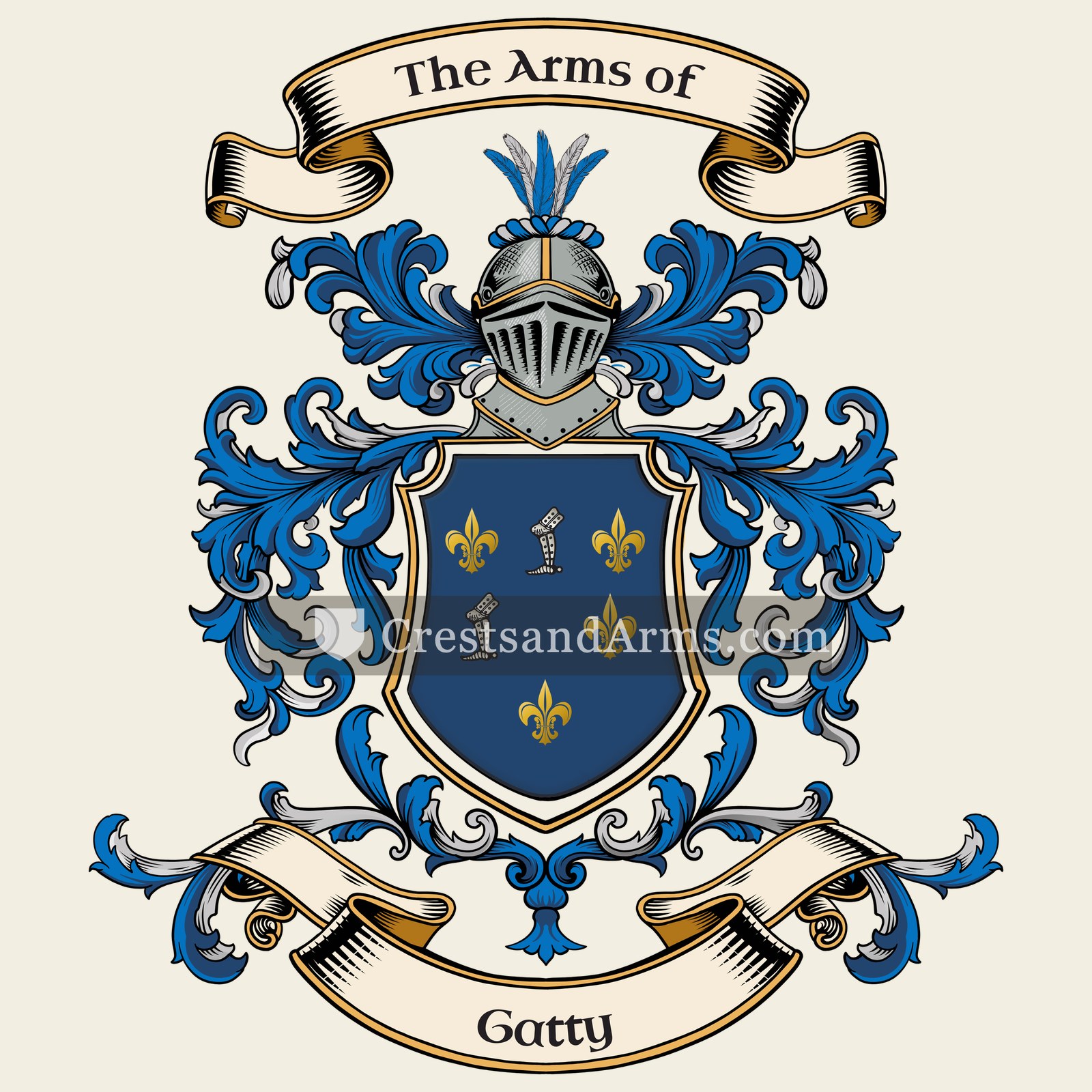 The Gatty coat of arms, drawn from the recorded blazon