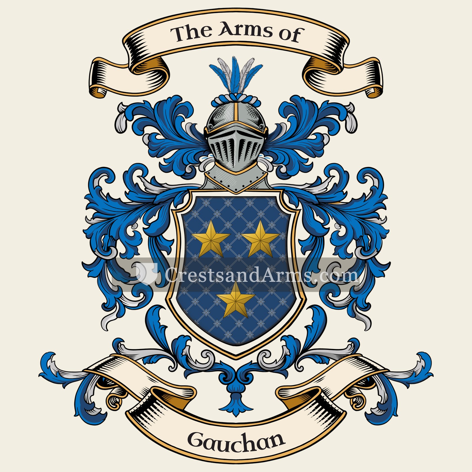 The Gauchan coat of arms, drawn from the recorded blazon