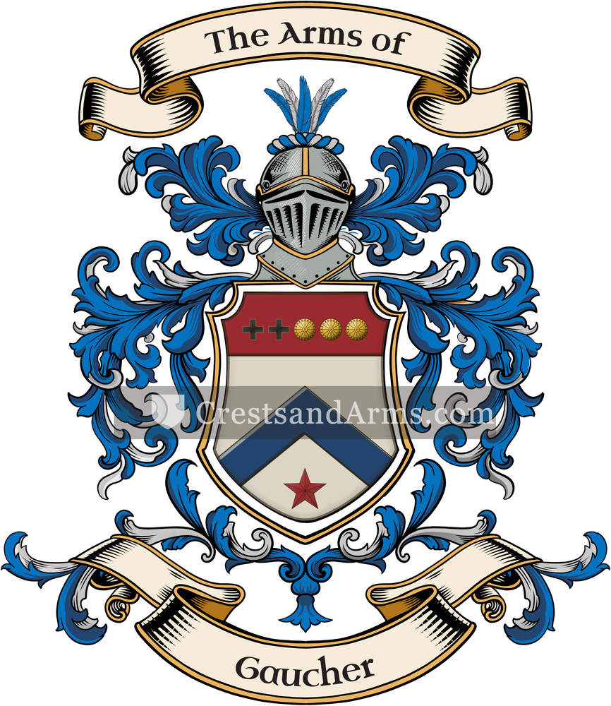 The Gaucher coat of arms, drawn from the recorded blazon
