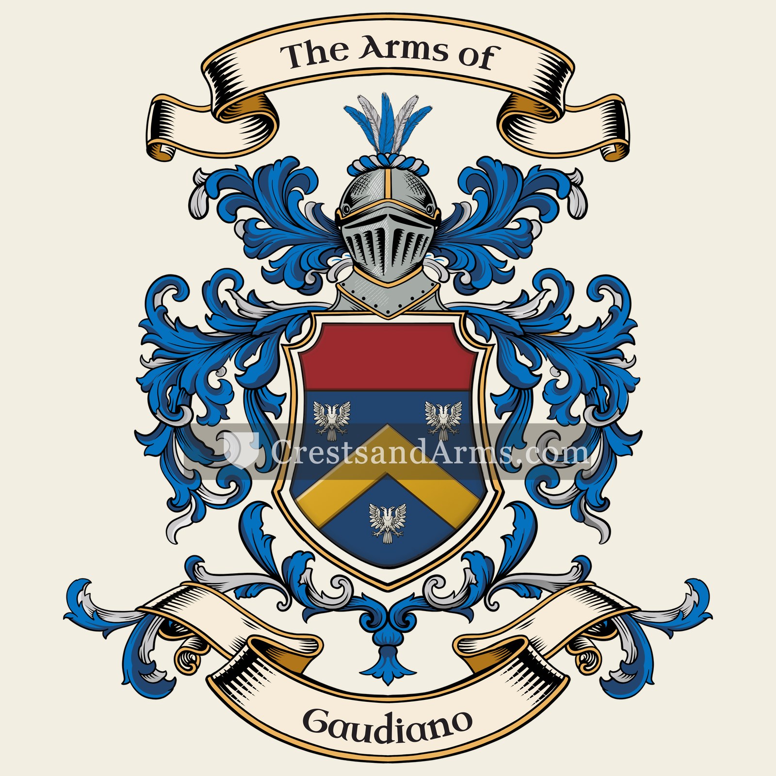 The Gaudiano coat of arms, drawn from the recorded blazon