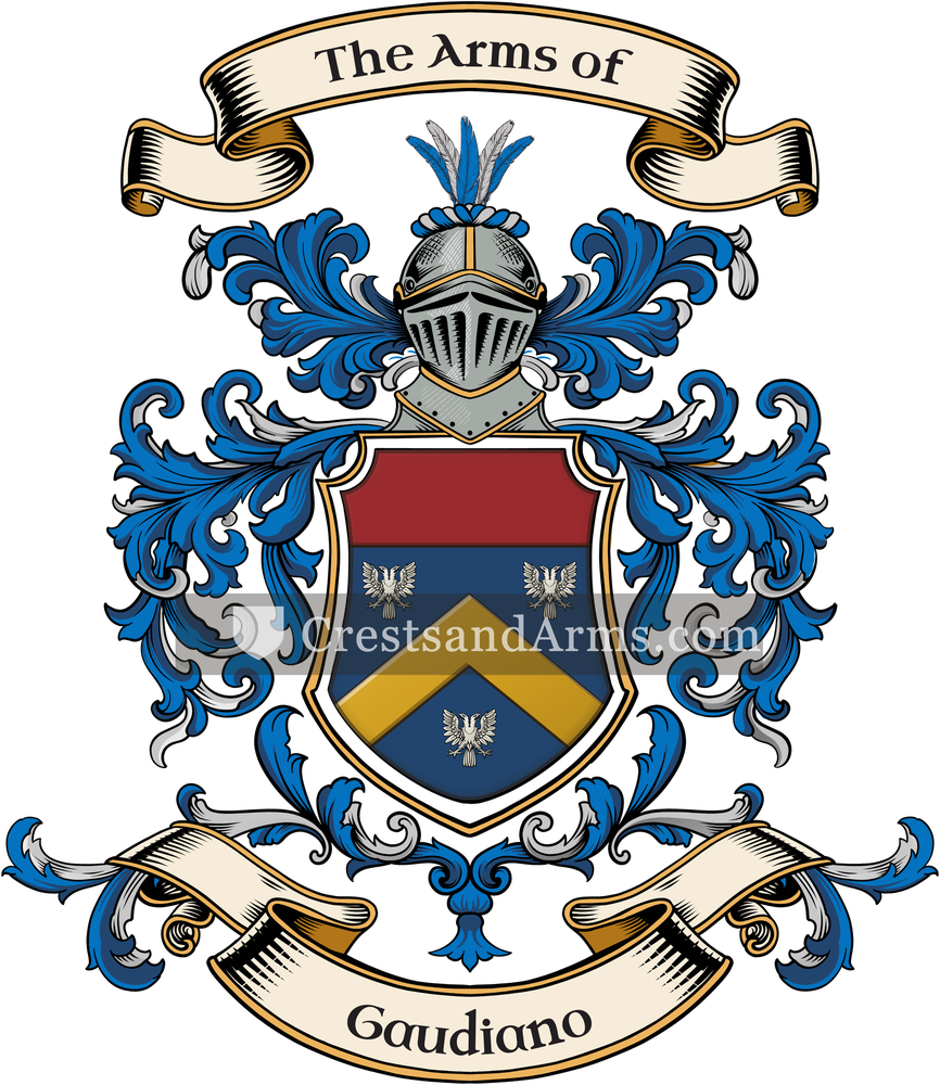 The Gaudiano coat of arms, drawn from the recorded blazon