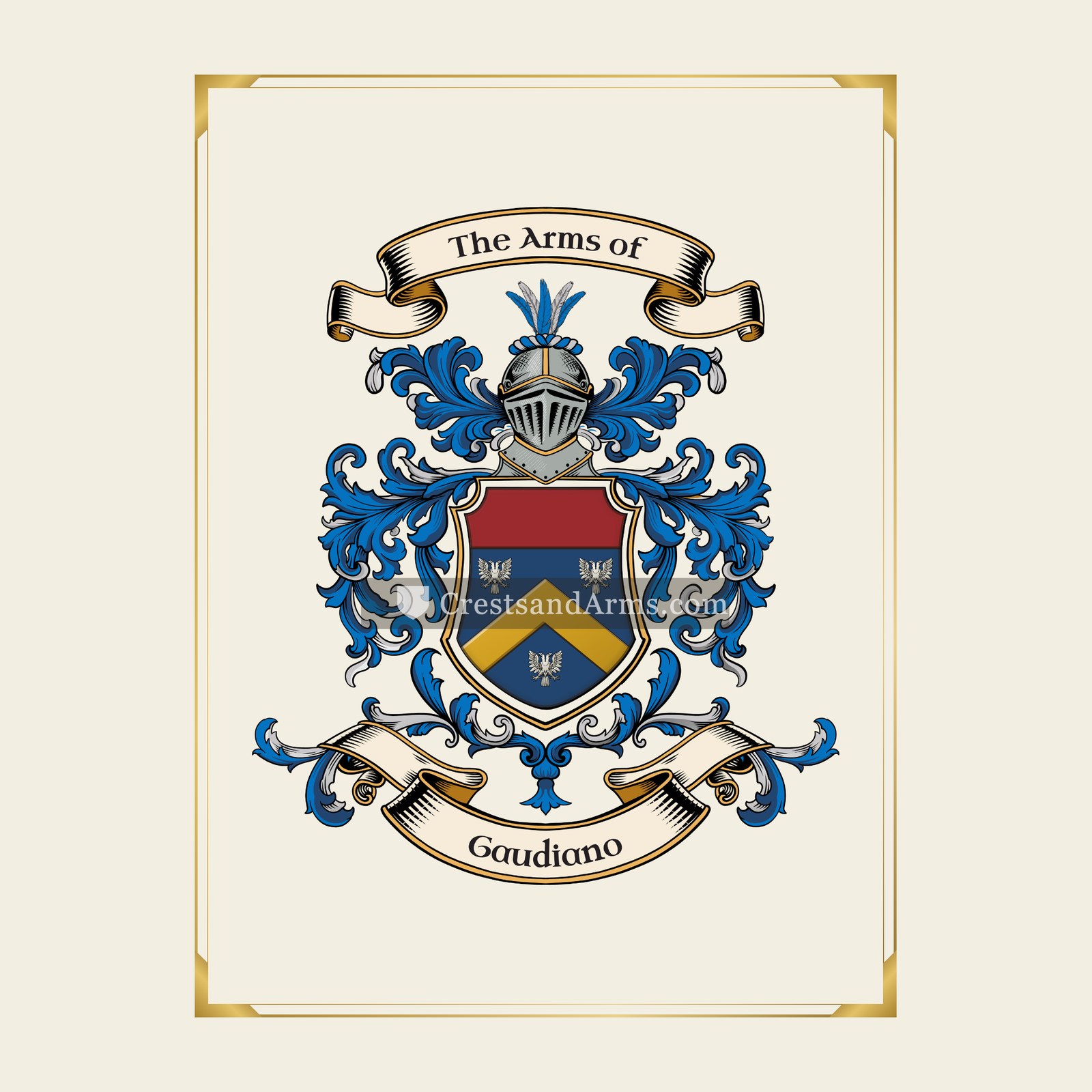 With gold border