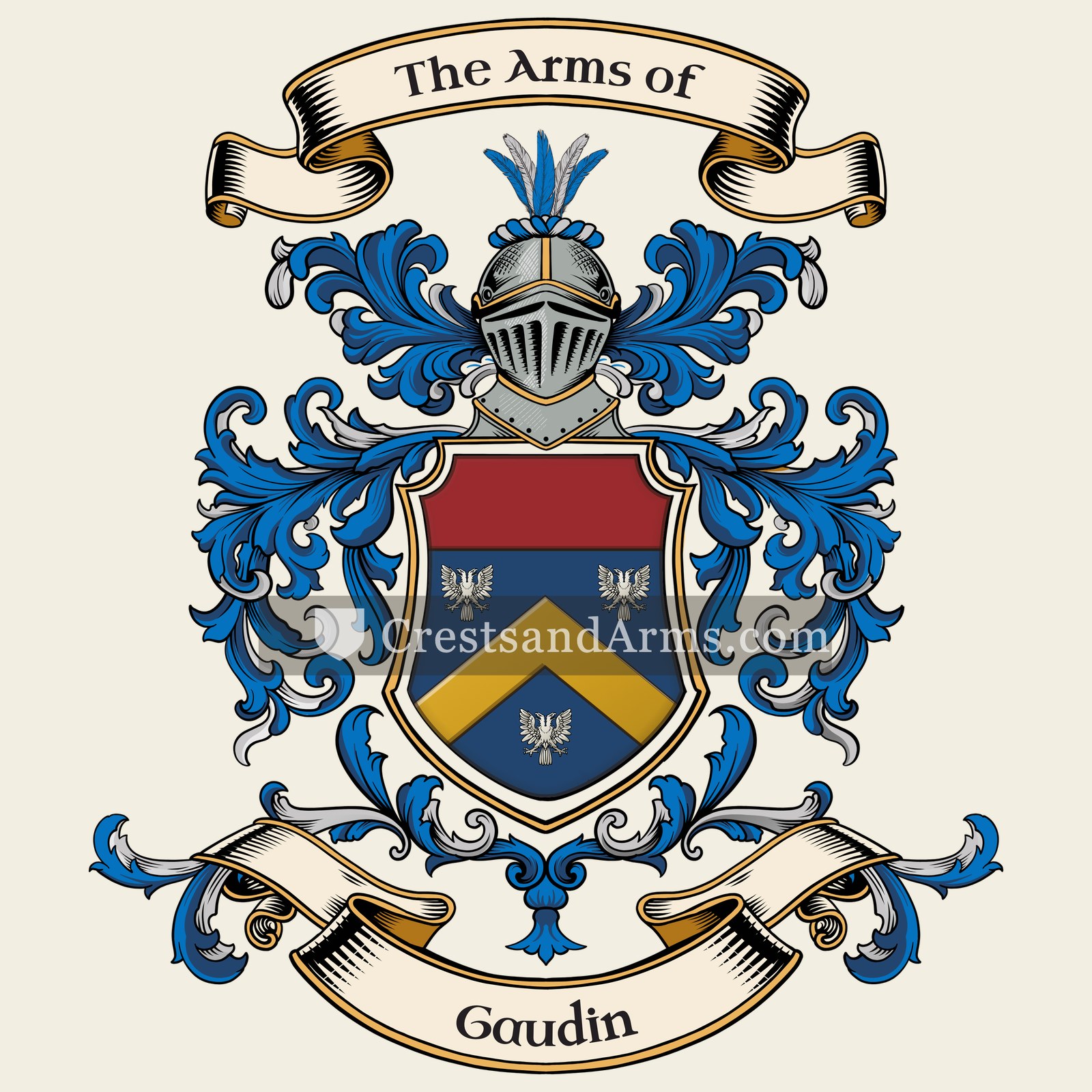 The Gaudin coat of arms, drawn from the recorded blazon
