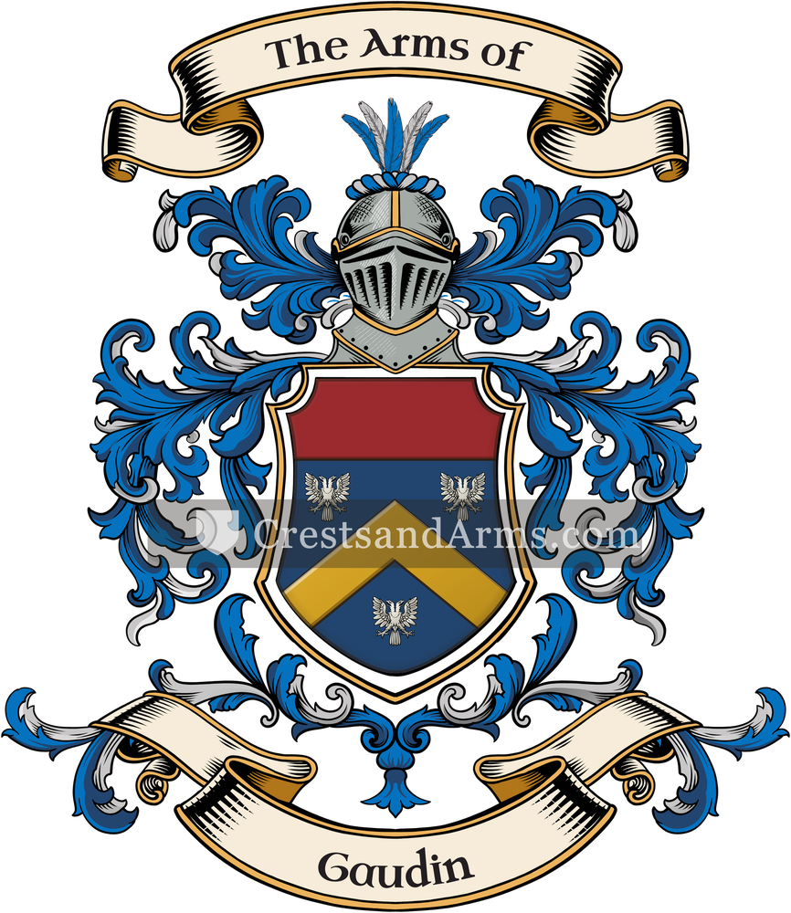 The Gaudin coat of arms, drawn from the recorded blazon