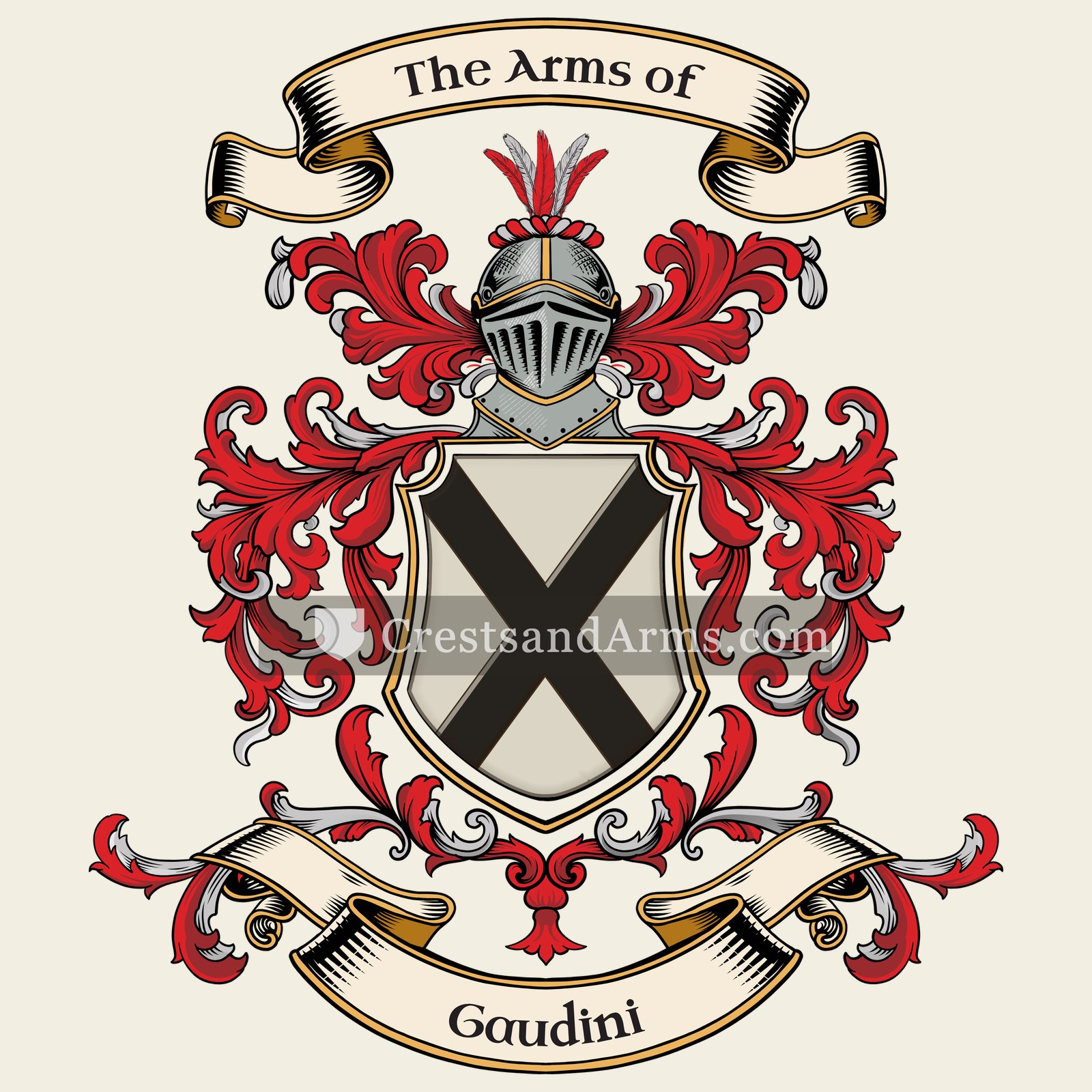The Gaudini coat of arms, drawn from the recorded blazon