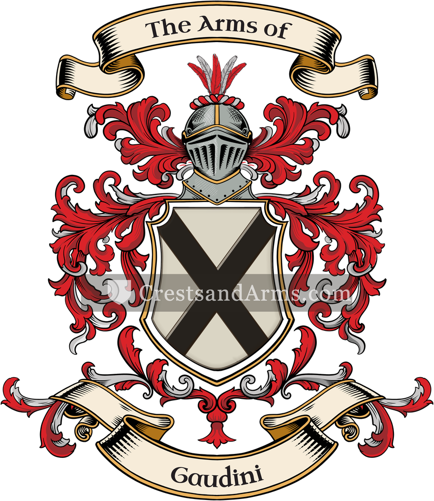The Gaudini coat of arms, drawn from the recorded blazon