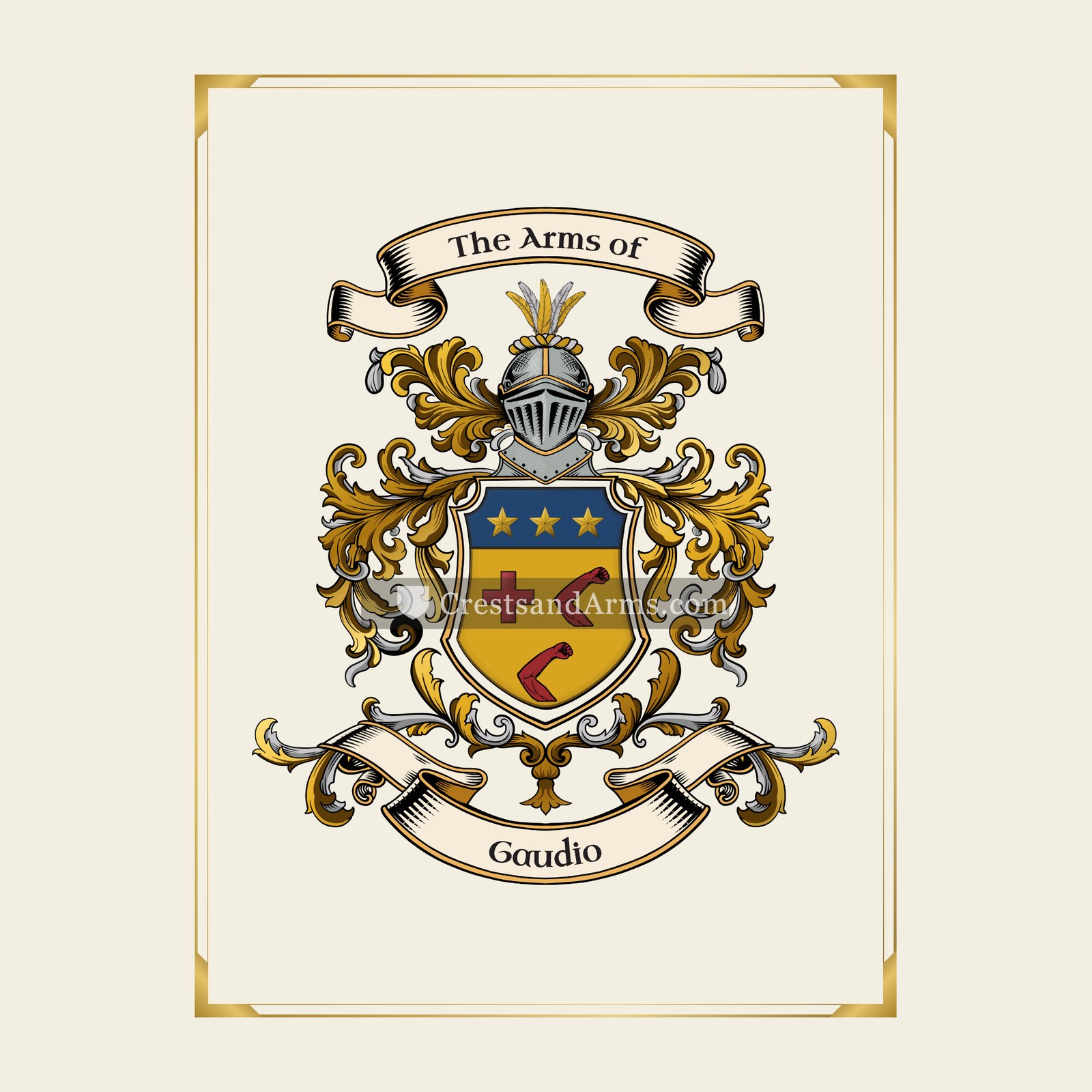 With gold border