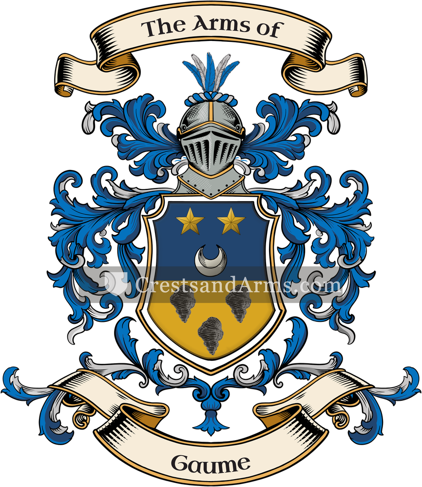The Gaume coat of arms, drawn from the recorded blazon