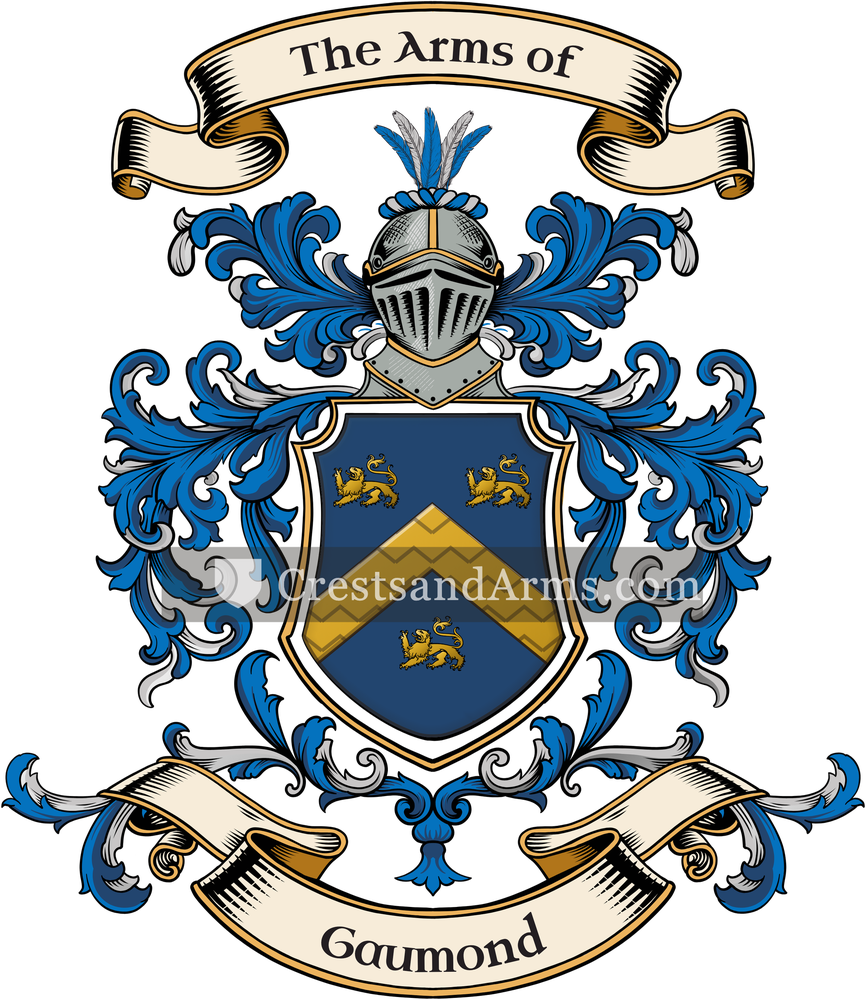 The Gaumond coat of arms, drawn from the recorded blazon