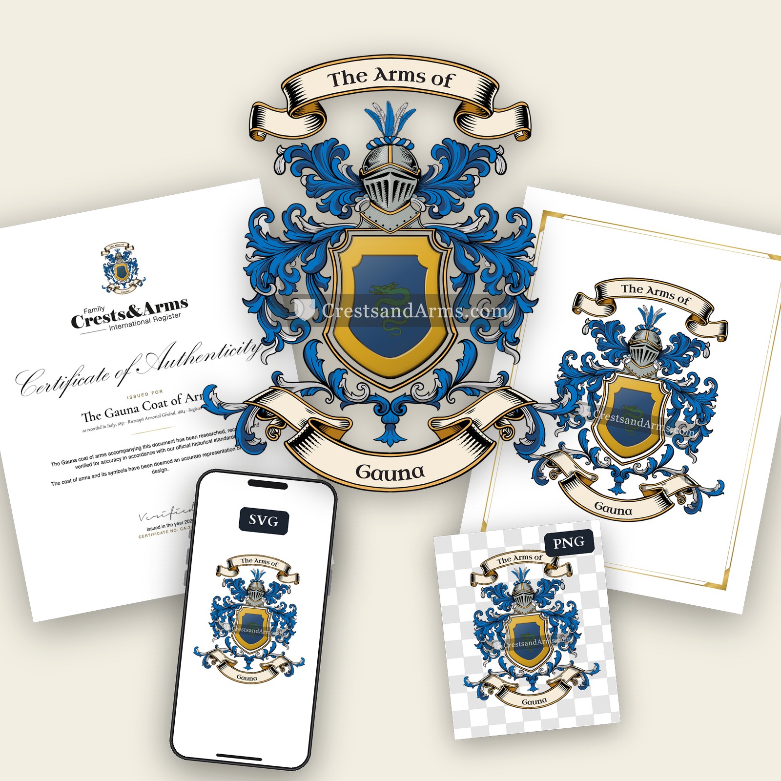 The Gauna arms on the coat of arms — digital pack