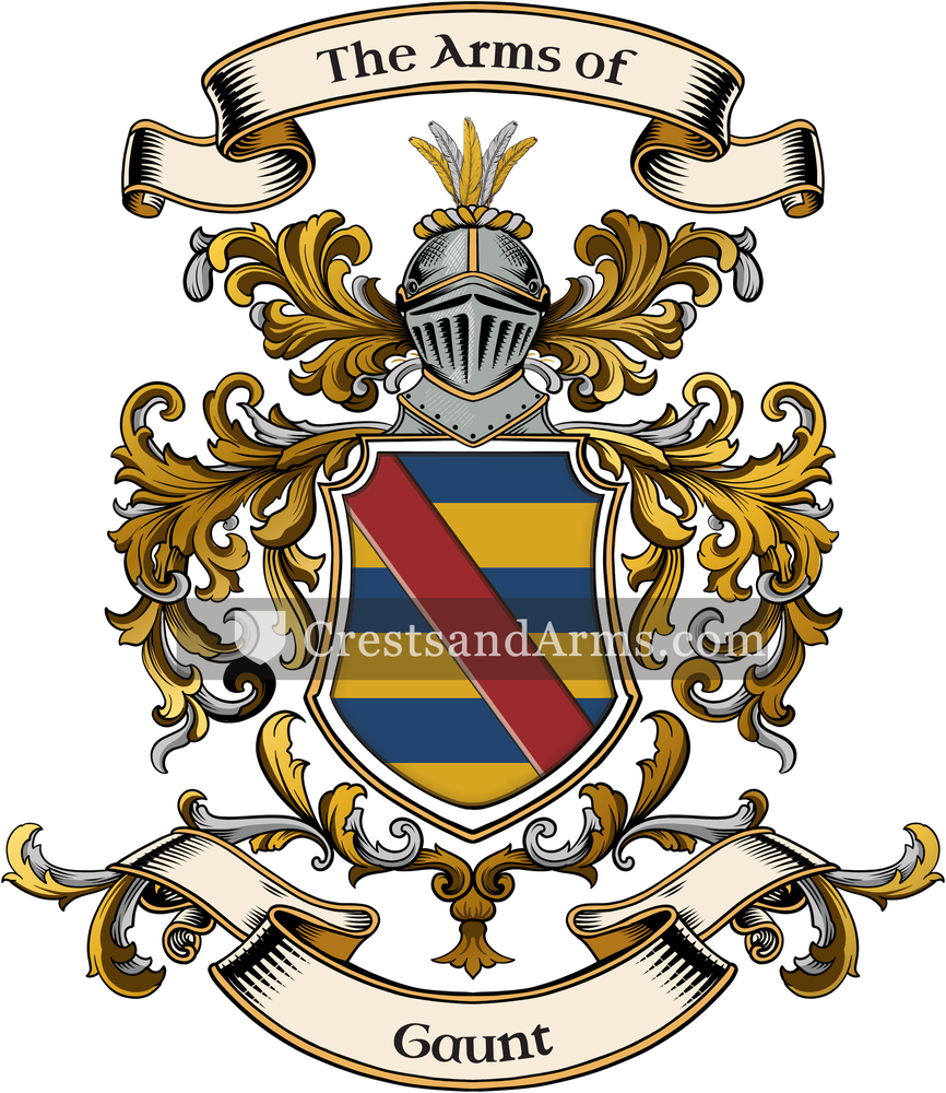 The Gaunt coat of arms, drawn from the recorded blazon