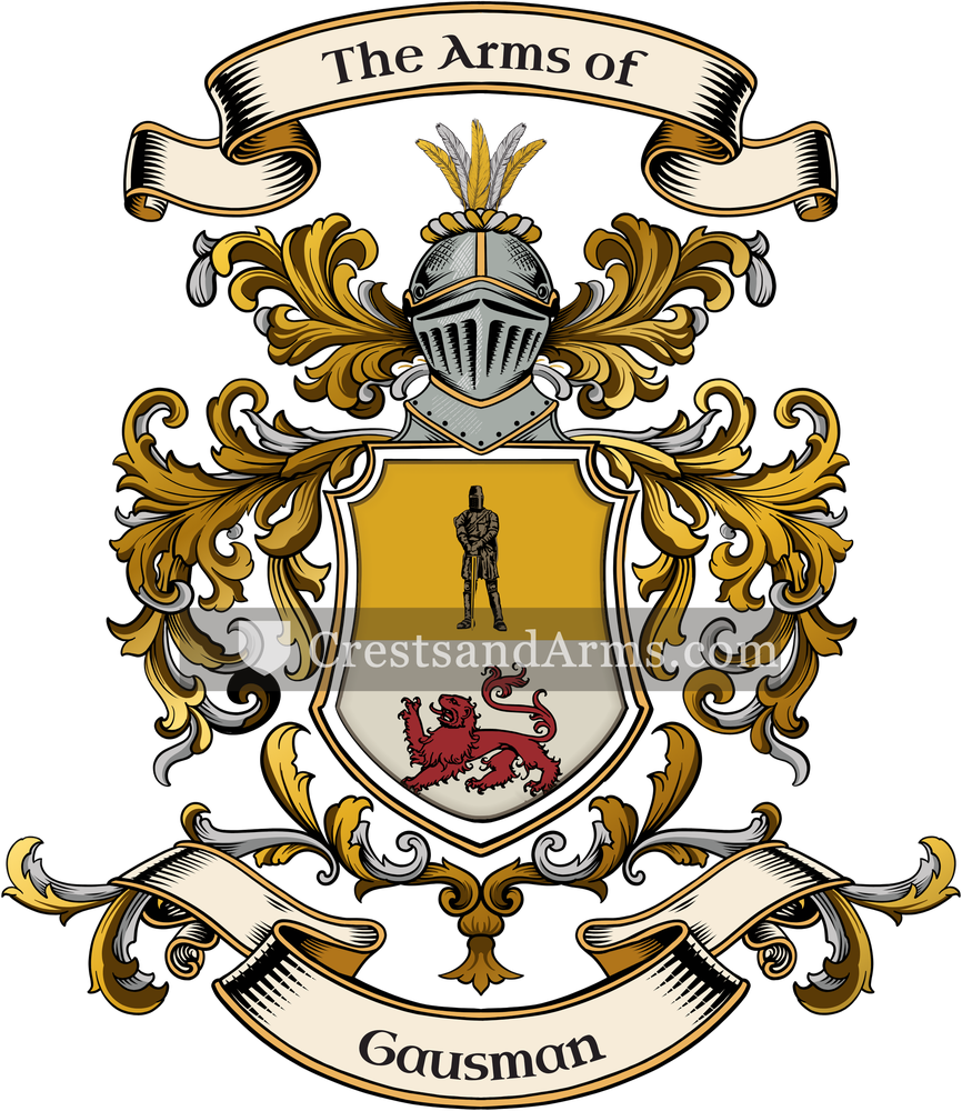 The Gausman coat of arms, drawn from the recorded blazon