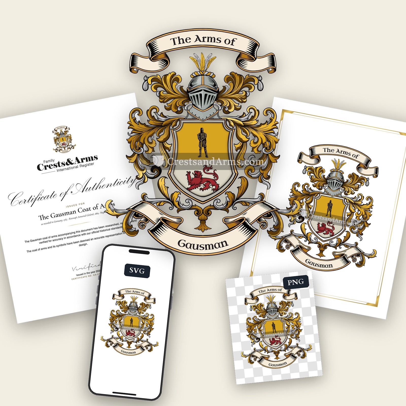 The Gausman arms on the coat of arms — digital pack