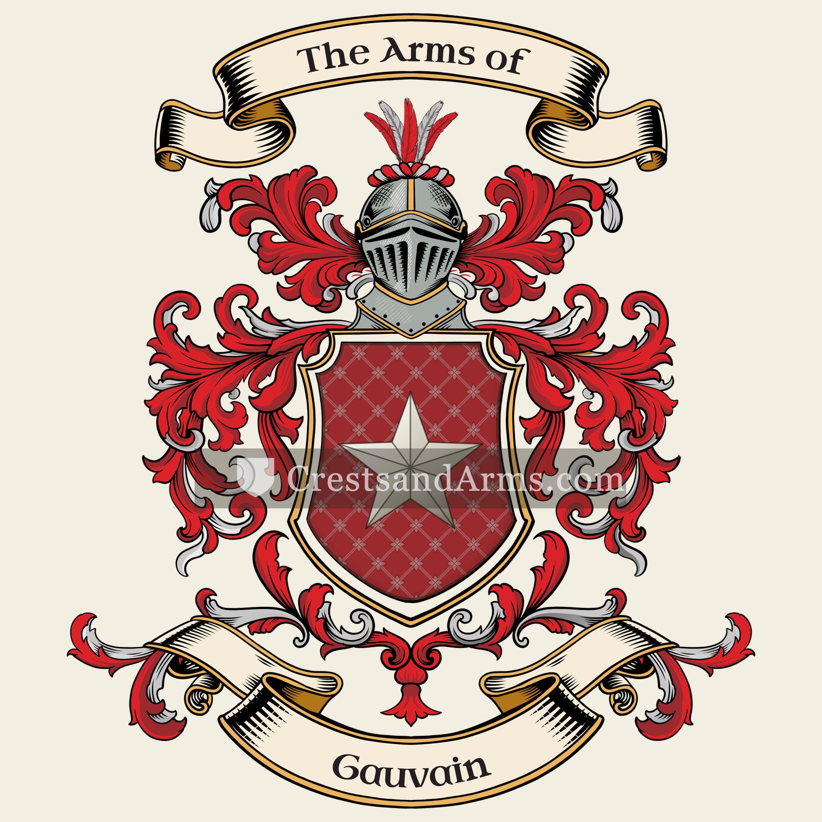 The Gauvain coat of arms, drawn from the recorded blazon