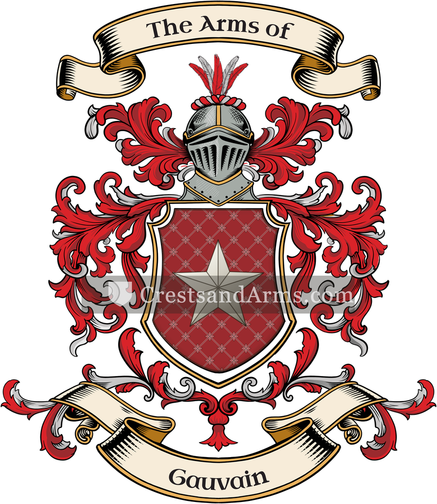 The Gauvain coat of arms, drawn from the recorded blazon