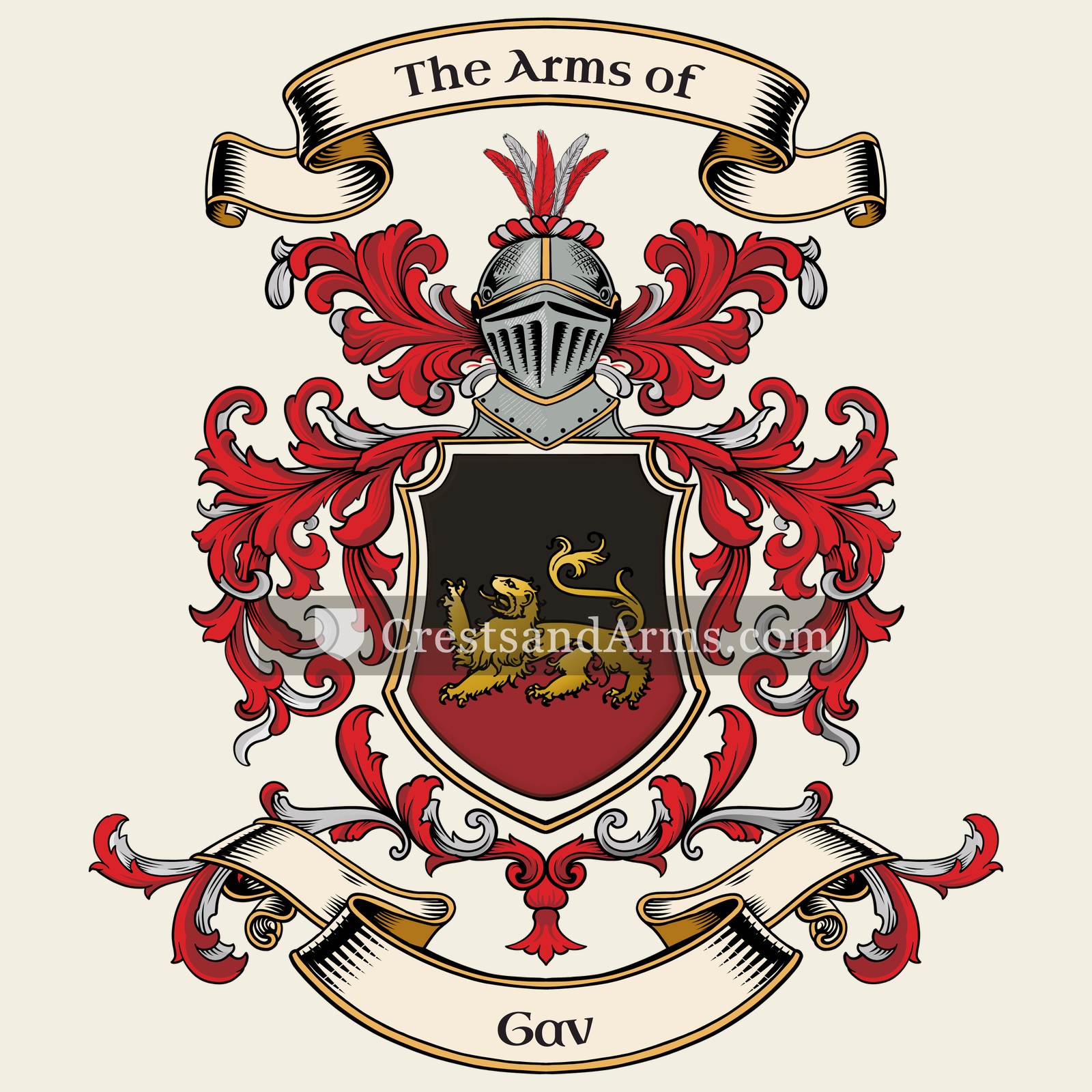 The Gav coat of arms, drawn from the recorded blazon