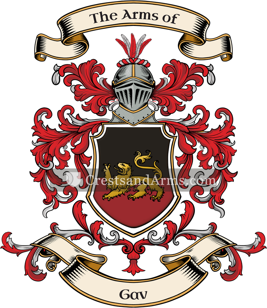The Gav coat of arms, drawn from the recorded blazon