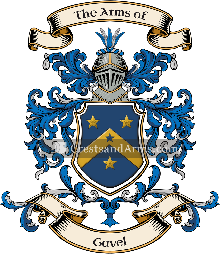 The Gavel coat of arms, drawn from the recorded blazon