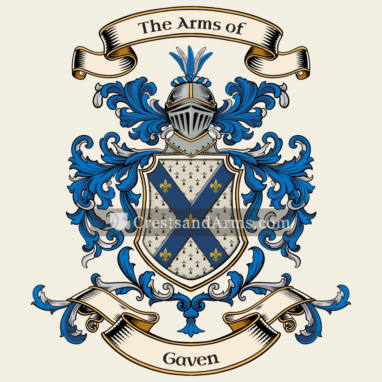 The Gaven coat of arms, drawn from the recorded blazon