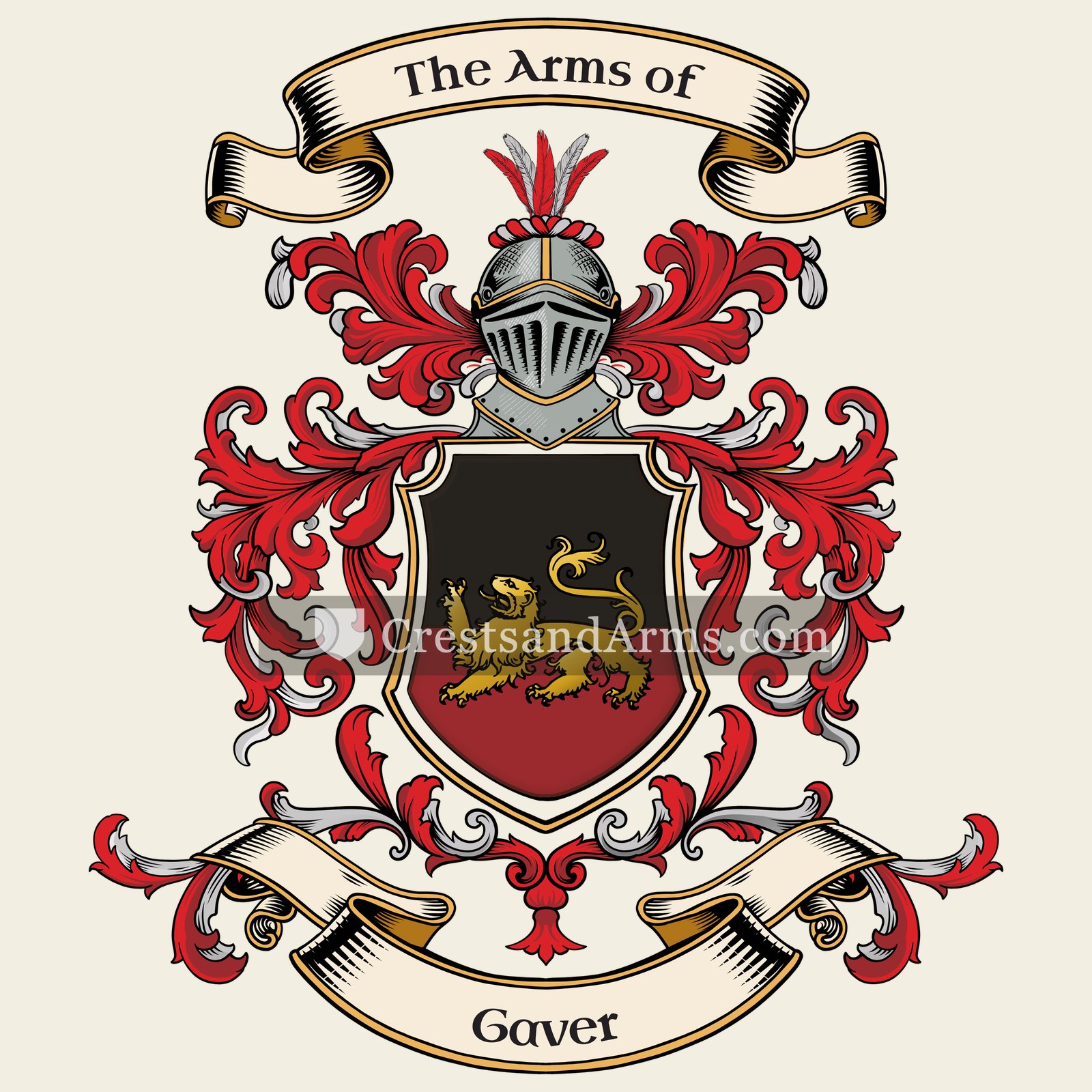 The Gaver coat of arms, drawn from the recorded blazon