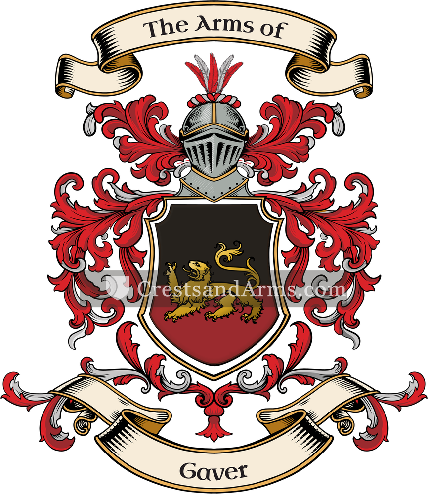 The Gaver coat of arms, drawn from the recorded blazon