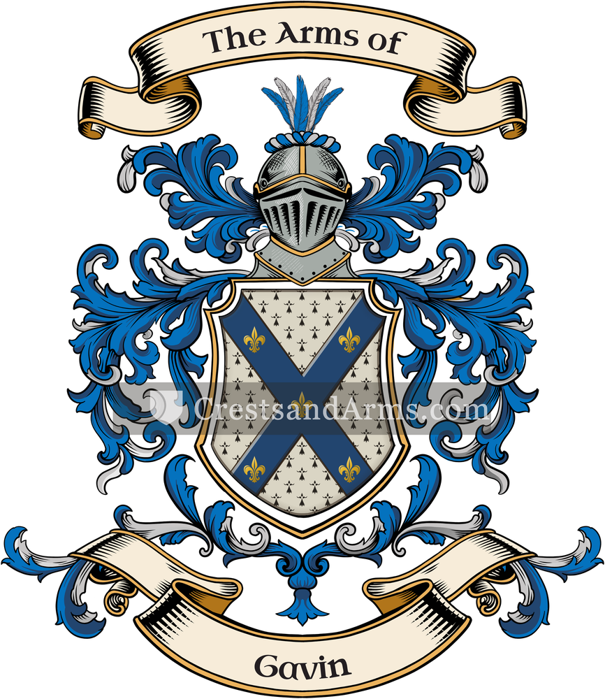 The Gavin coat of arms, drawn from the recorded blazon