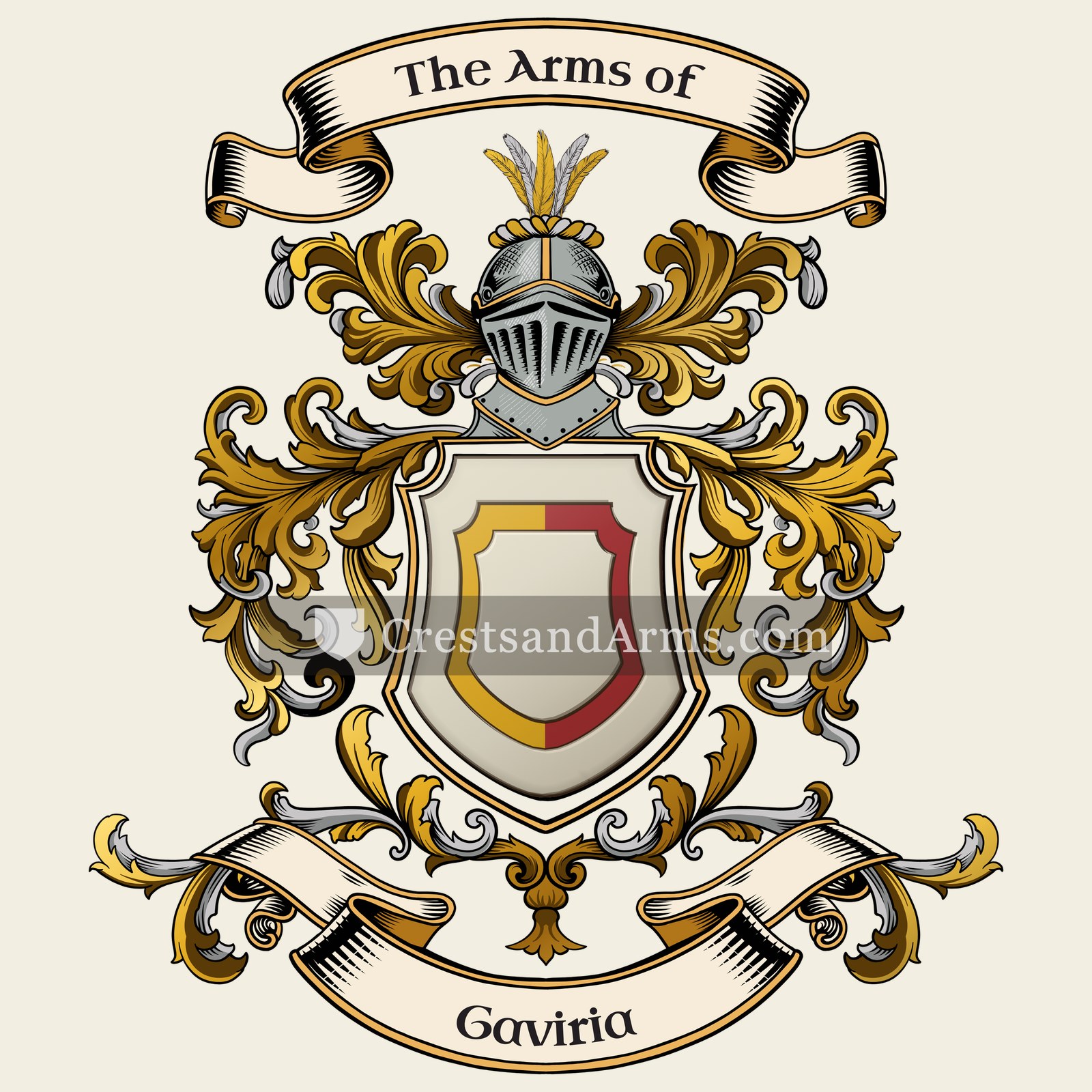 The Gaviria coat of arms, drawn from the recorded blazon