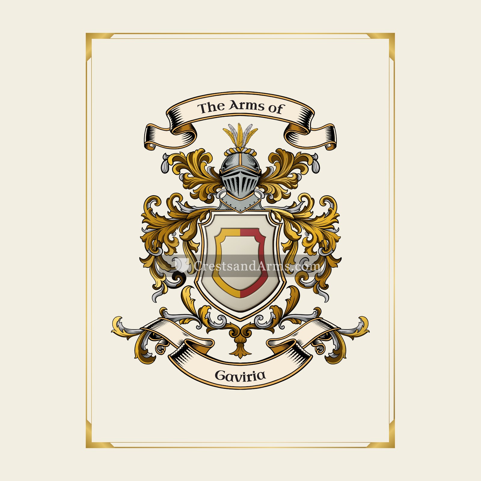 With gold border