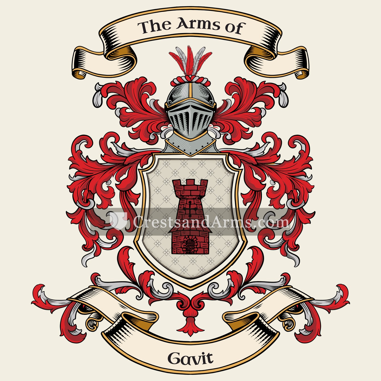 The Gavit coat of arms, drawn from the recorded blazon