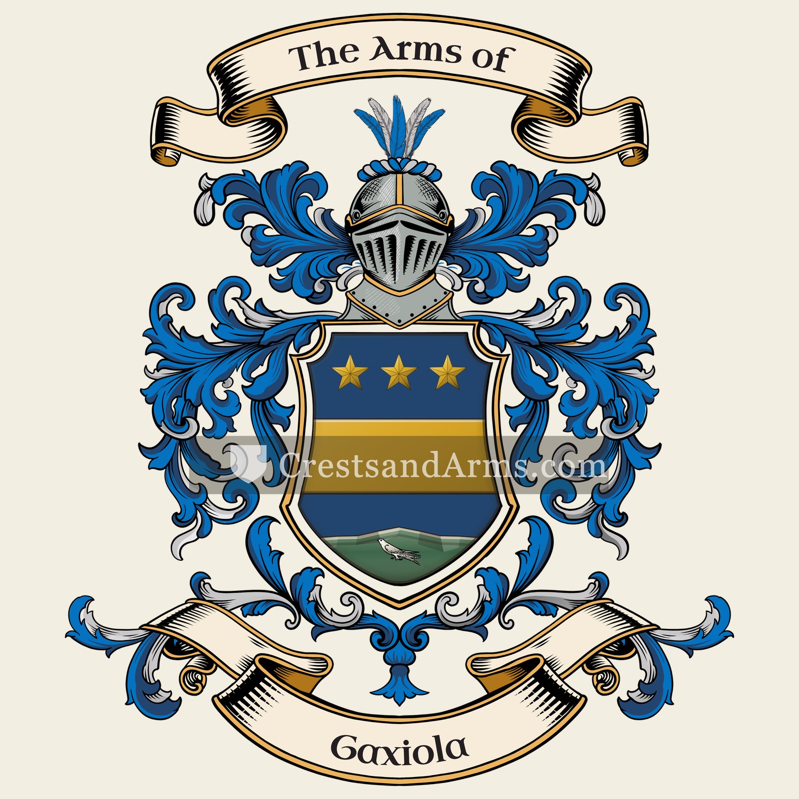The Gaxiola coat of arms, drawn from the recorded blazon