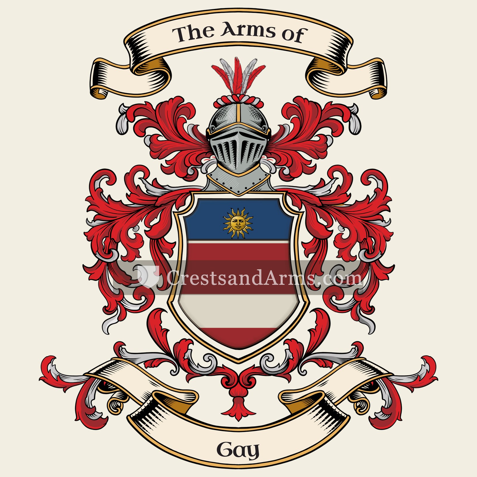 The Gay coat of arms, drawn from the recorded blazon