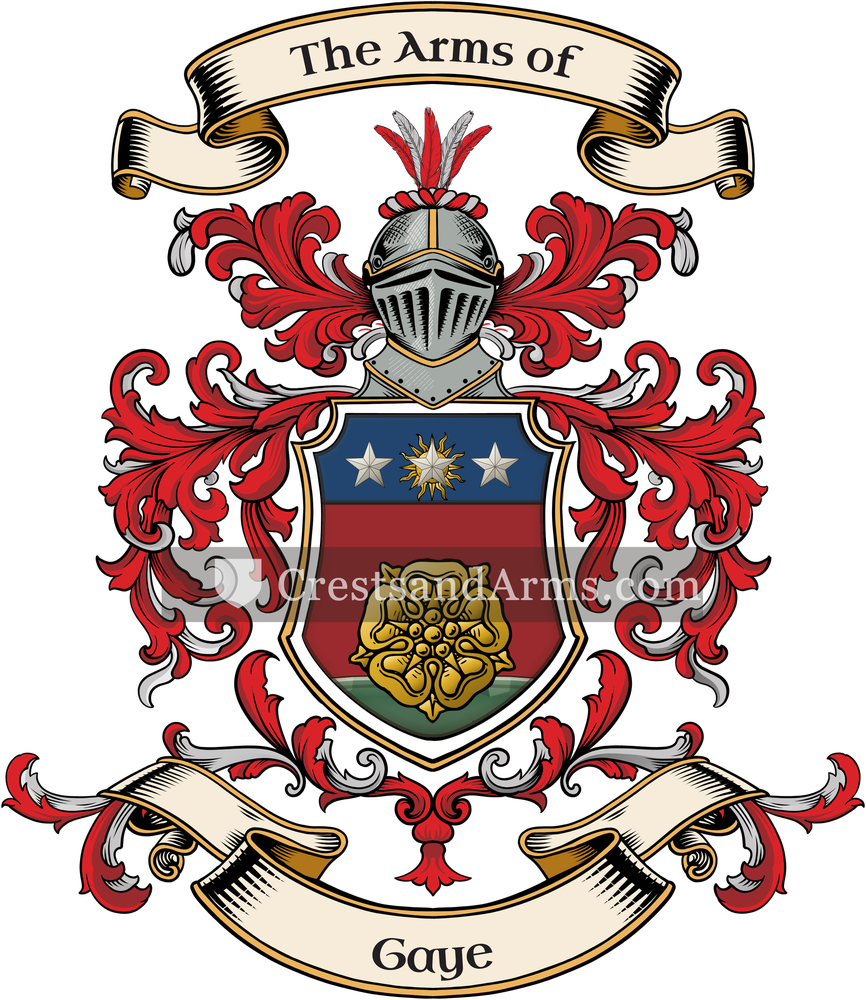 The Gaye coat of arms, drawn from the recorded blazon
