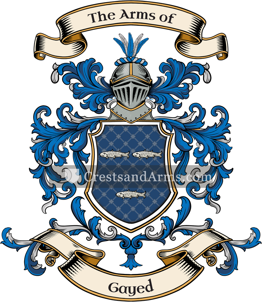 The Gayed coat of arms, drawn from the recorded blazon