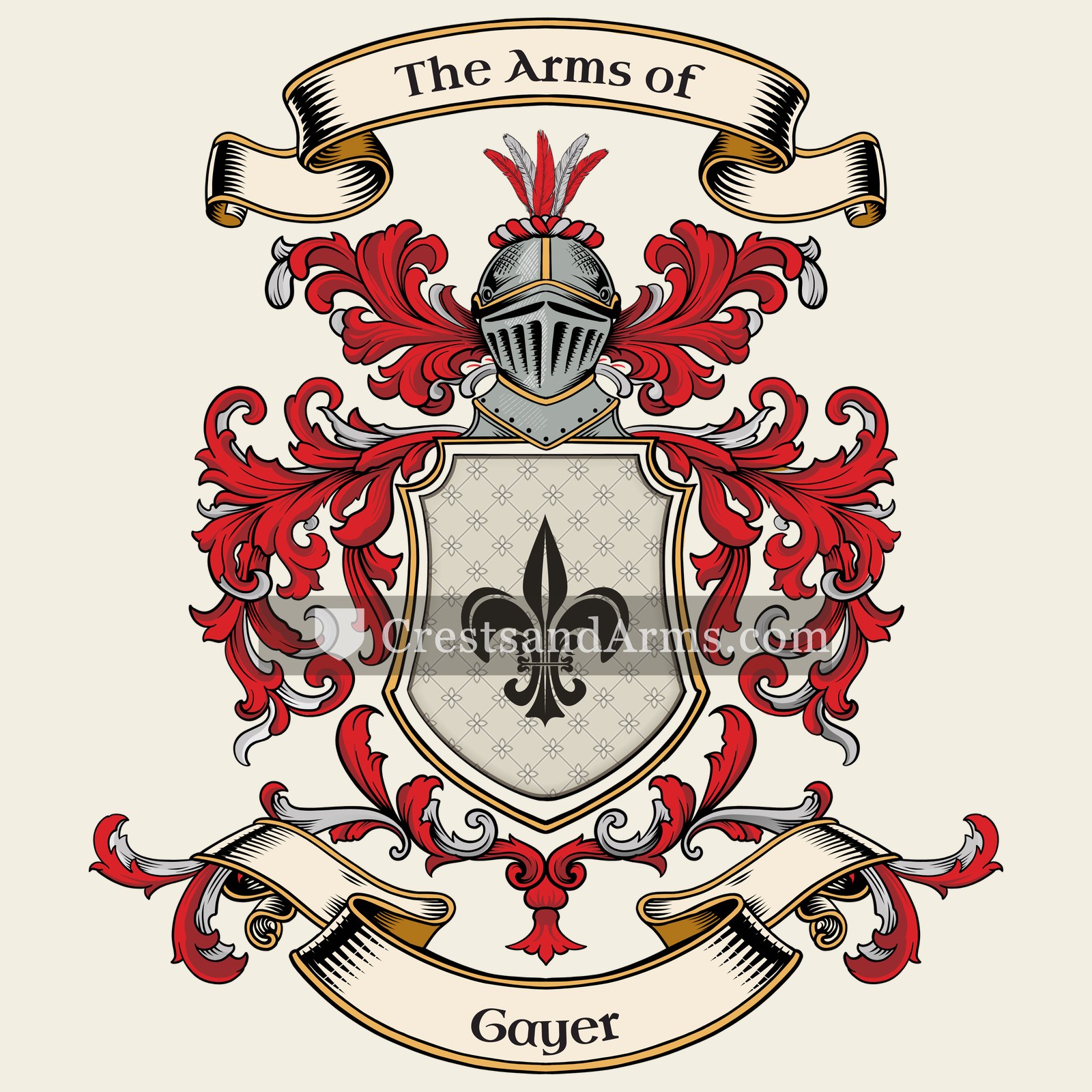 The Gayer coat of arms, drawn from the recorded blazon