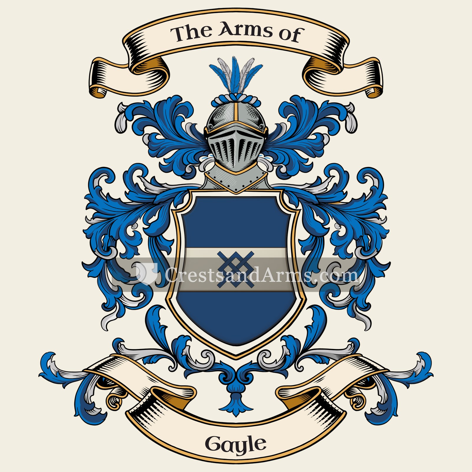 The Gayle coat of arms, drawn from the recorded blazon