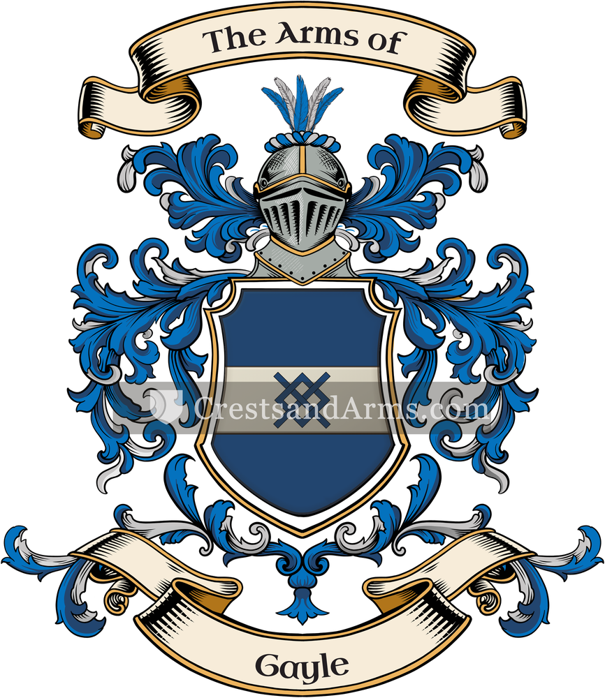 The Gayle coat of arms, drawn from the recorded blazon