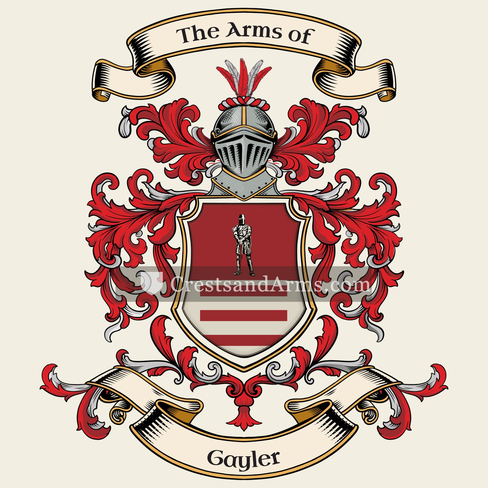 The Gayler coat of arms, drawn from the recorded blazon