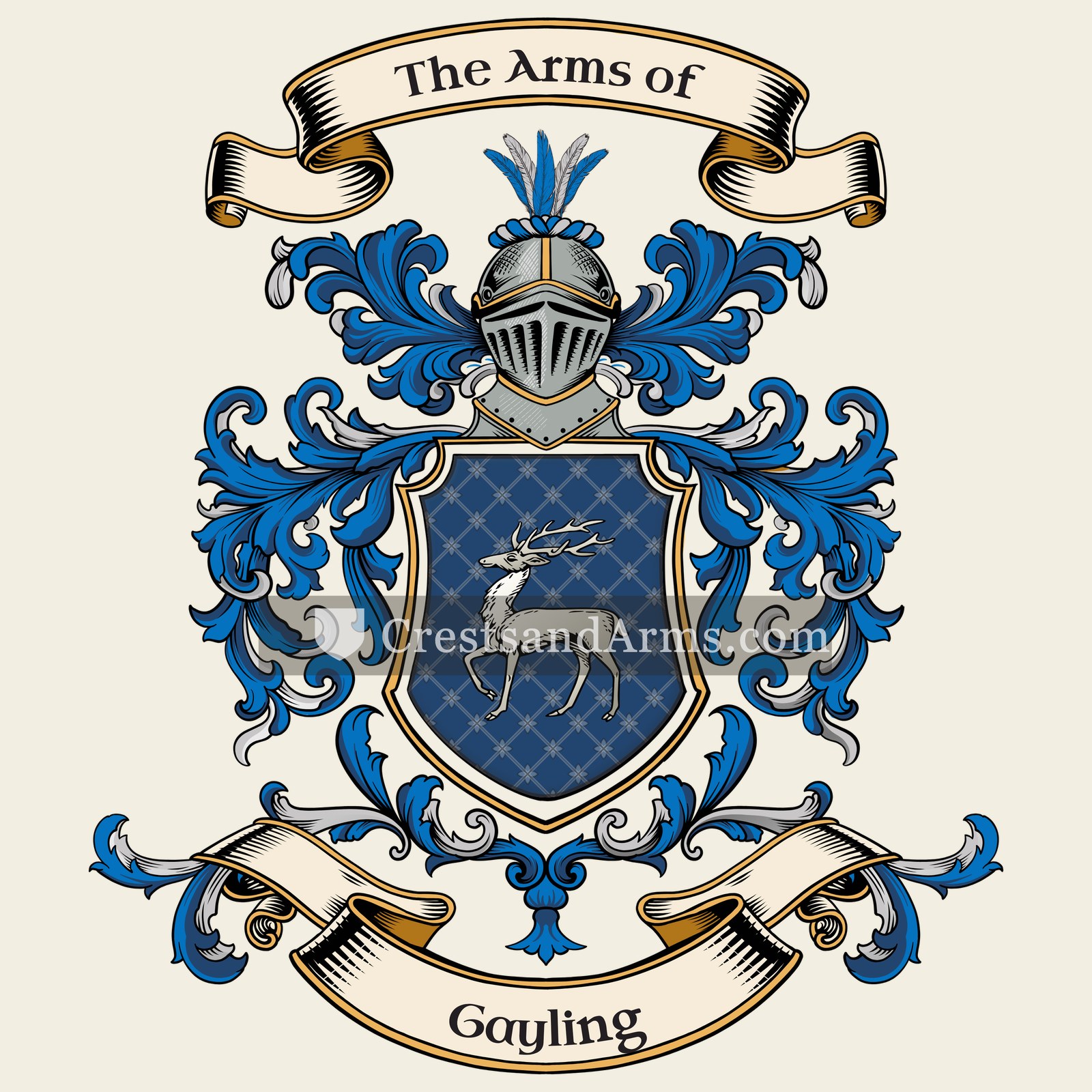 The Gayling coat of arms, drawn from the recorded blazon